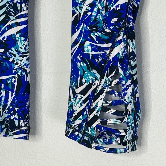 Exertek Leggings Cropped Petite XL Blue White Patterned Stretch NEW - Picture 14 of 16